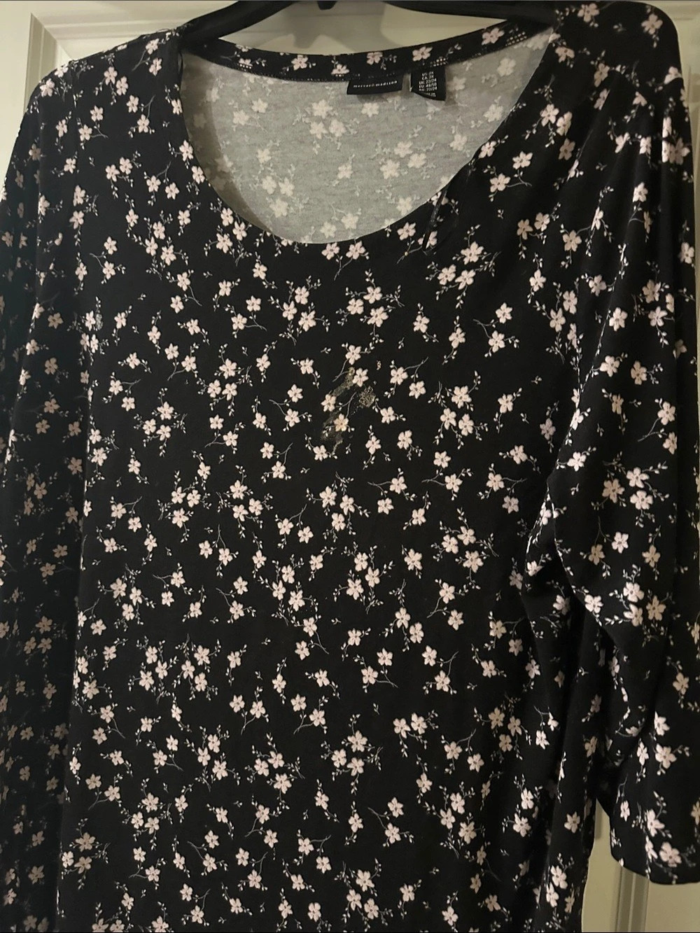 Floral Long Sleeve Blouse in Black & Pink